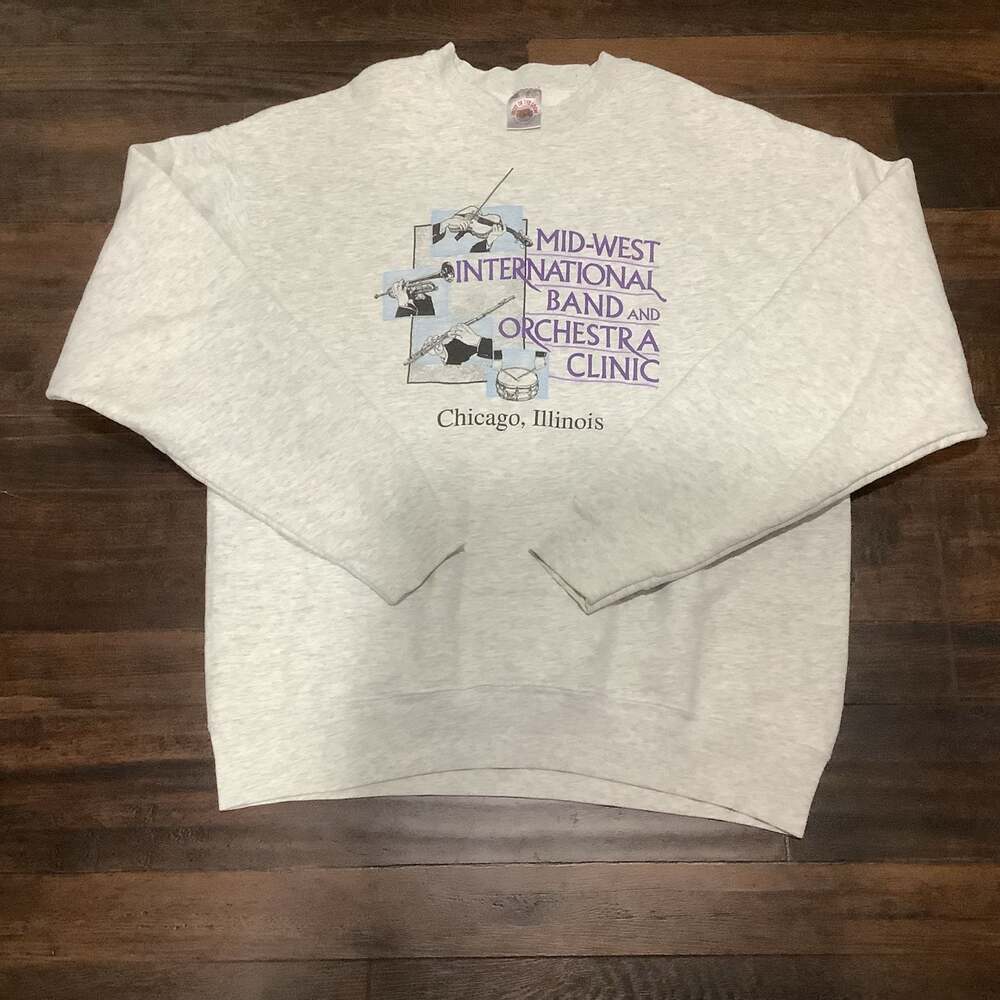 Vintage 90s Fruit of the Loom Sz XL Mid-West International Band Sweatshirt